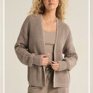Z Supply Taupe Knit Sweater Sutton Rib Cardigan light brown small